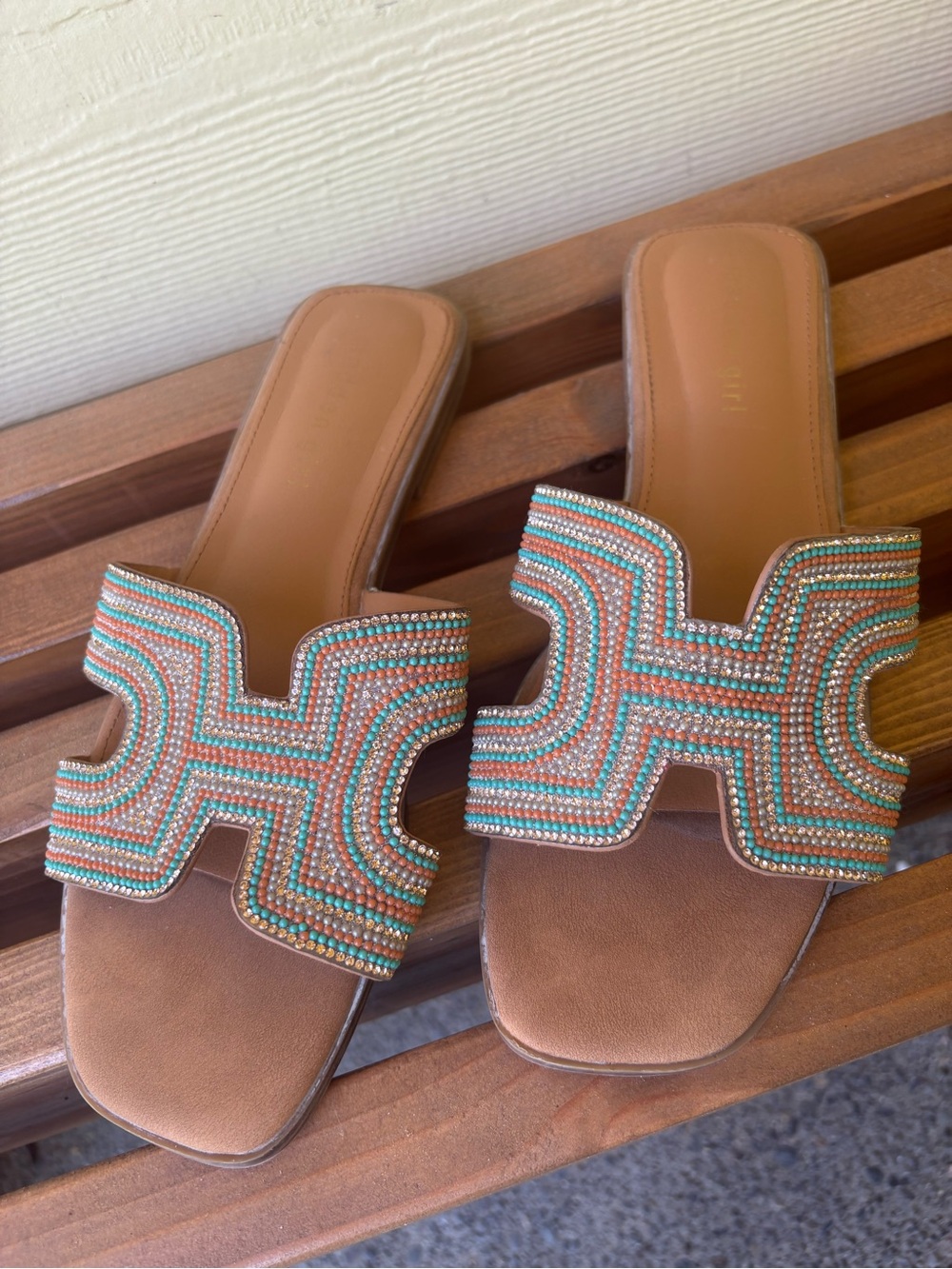 Madden Girl Beaded H Slides Sandals Size 8